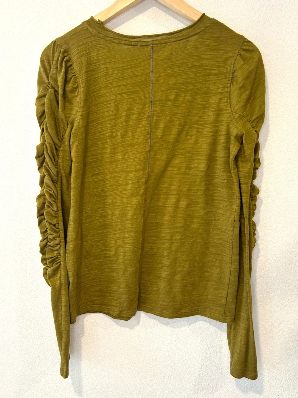 Free People We The Free Natasha Ruched Long Sleeve Top Boho Preppy Cotton Size S